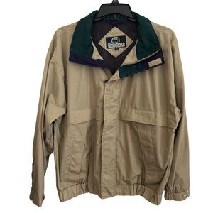 Woodlake Men’s Tan Full Zip Up Jacket Elastic Waist Cuffs Multi Pockets, Large